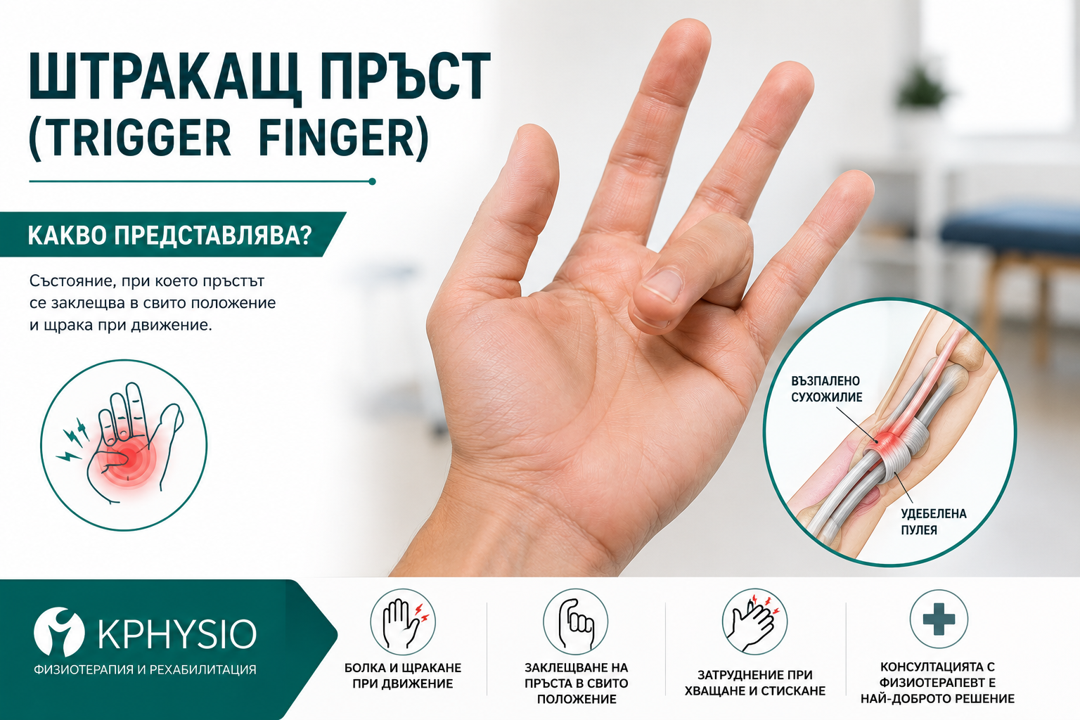 Щракащ пръст Trigger finger – блокиране на сухожилието при движение